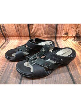 Merrell Luxe Slide Black Leather Slip on Sandals Womens 6 / 37 (6h8)